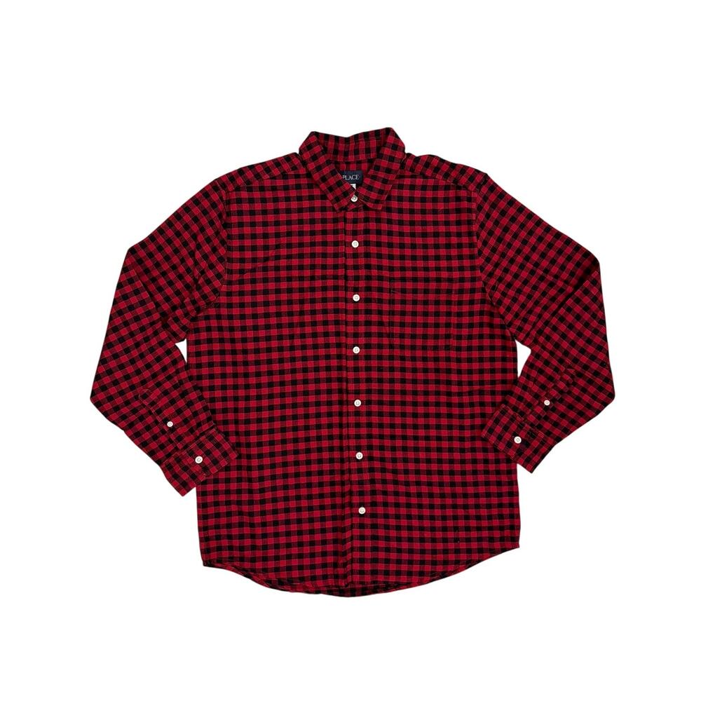 NWT Children's Place Button Down Buffalo Plaid Shirt Size Adult Medium
